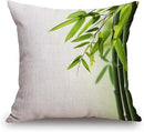 TSSOHU Green Bamboo Farmhouse Pillow Cover Cotton Linen Decorative Square Throw Pillow Cover 18x18 Inch for Sofa Couch Decoration by CozyNest Decor