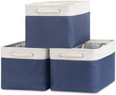 Bidtakay Storage Baskets Collapsible [3-Pack] Decorative Storage Bins with Cotton Rope Handles 15 X 11 X 9.5 Inch Organizing Baskets for Shelves Clothes Closet Navy Blue Baskets for Gifts Empty by TinyTreasures Baby Boutique