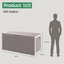 100 Gallon Storage Box, Waterproof Resin Deck Box with Hydraulic Piston Design, Lockable Storage Bench for Package Delivery, Storage Bin for Patio Cushions, Garden Tools, Grey by CozyNest Decor