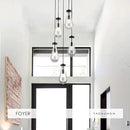 5-Light Raindrop Pendant Light Fixtures, Black Glass Pendant Lighting, Teardrops Modern Hanging Light for Entryway Foyer Kitchen Island Dining Living Room Hallway by CozyNest Decor