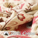 Snycler Boho Throw Blanket for Bed - 100% Cotton Ultra Soft Rustic Quilt - Pink Boho Floral Printed Farmhouse Decor Bed Blankets, 80"×90" All Season Rustic Throw for Sofa Couch Chair by CozyNest Decor