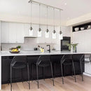 Lighting Contemporary Brushed Nickel Linear Chandelier Pendant Light 5 Lights Clear Seeded Glass Farmhouse Pendant Lighting Modern Dining Room Light Fixture for Living Room Kitchen Island by CozyNest Decor