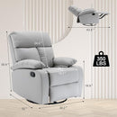 Swivel Rocker Recliner, Rocking Recliner Chair, Small Rocker Recliners for Small Spaces, Living Room, Bedroom, Nursery, RV, Light Grey by TinyTreasures Baby Boutique
