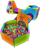 Playz 5-Piece Kids Pop up Play Tent Crawl Tunnel and Ball Pit with Basketball Hoop Playhouse for Boys, Girls, Babies, and Toddlers (Purple, Orange, Yellow, Red, Blue) by TinyTreasures Baby Boutique