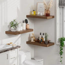 Heimlove 12" Deep Walnut Floating Shelves for Wall, 24 Inch Wall Shelf Bathroom Shelves Set of 2, Wall Mounted Shelves for Books Living Room Laundry Room Bedroom Kitchen Home Office by CozyNest Decor