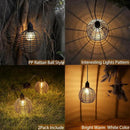 Hanging Solar Lantern Lights Waterproof, Outdoor Chandelier with G50 Warm White LED Bulbs, Black Rattan Globe Shades, Solar Decorative Lights for Patio Tree Pergola Gazebo Porch Garden-2Pack by GreenHaven Gardens
