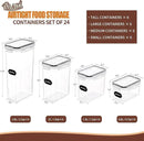 PRAKI Airtight Food Storage Containers Set with Lids - 24 PCS, BPA Free Kitchen and Pantry Organization, Plastic Leak-proof Canisters for Cereal Flour & Sugar - Labels & Marker(Grey) by CozyNest Decor