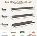 Picture Ledge Wall Shelves - 36 Inch Width Set of 3, Solid Pine Wood Rustic Floating Ledge Shelves for Kids' Room, Bedroom, Kitchen, Bathroom, Living Room, Nursery Display Wall Decor, Grey by TinyTreasures Baby Boutique