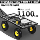 Heavy Duty Steel Garden Cart, 1100LBS Pullable Metal Garden Wagon with 10" Wheels, 180° Rotating Handle and Removable Sides for Outdoor, Farm, Yard, Beach by GreenHaven Gardens