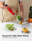 Sangcon Immersion Blender Handheld, 3-in-1 Hand Blender Electric, 400W Handheld Blender, Stainless Steel Blade Stick Blender with Whisk, Milk Frother Attachments - Red by TinyTreasures Baby Boutique