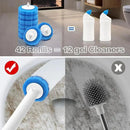 JEHONN Disposable Toilet Brush with Tweezers, Toilet Bowl Wand Holder Set with 42 Cleaner Refills, Bathroom Cleaning System for Sink Bathtub Wash Basin (White Orange) by CozyNest Decor