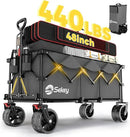 Sekey 48''L Collapsible Foldable Extended Wagon with 440lbs Weight Capacity, Heavy Duty 300L Folding Utility Garden Cart with Big All-Terrain Beach Wheels & Drink Holders. Grey by GreenHaven Gardens