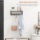 Homode Wall Hooks with Shelf, Coat Rack Wall Mount, Entryway Shelf with Hooks for Clothes, Backpack, Key, Purse - Rustic Grey by CozyNest Decor