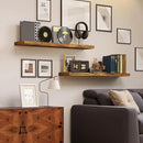 BAMEOS Floating Shelves, 31W x 7D Rustic Brown Wall Mounted Wooden Shelves with Invisible Brackets Set of 2, Hanging Wall Shelves Decoration for Bedroom, Bathroom, Living Room and Kitchen by CozyNest Decor