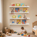 Nursery Book Shelves, Scalloped Floating Shelves Set of 2 Solid Pine Wood Wall Mounted Bookshelf with Wave Lip for Bedroom Kids, Toddler Room, Baby Room White 36inch by TinyTreasures Baby Boutique