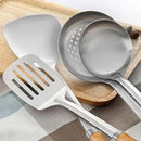 Pleafind 4-Pcs Cooking Utensils Set, Stainless Steel Kitchen Utensils with Wooden Hanlde, Kitchen Essentials Set Include Wok Ladle, Slotted Spoon, Wok Spatula and Slotted Spatula, Dishwasher Safe by CozyNest Decor