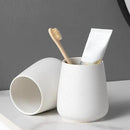 Speckled White Ceramic Toothbrush Holder - Bathroom Tooth Brushing Holders, Toothbrush Cup, Toothpaste Organizer for Bathroom Countertop, Makeup Brush Holder, Pen Holder for Home Desktop Storage by CozyNest Decor