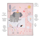 Lambs & Ivy Jazzy Jungle 3-Piece Safari Animals Pink Baby Crib Bedding Set by TinyTreasures Baby Boutique