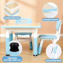 FUNLIO Kids Table and 4 Chairs Set, Height Adjustable Toddler Table and Chair Set for Ages 3-8, Easy to Wipe Arts & Crafts Table, for Classrooms/Daycares/Homes, CPC & CE Approved (5-Piece Set) - Blue by CozyNest Decor
