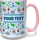 Personalized Mug for Kids - Princes - Custom Name/Text, Ceramic Hot Chocolate/Cocoa/Coffee Cup for Boys, Birthday/Christmas/Holiday Gift - 15 oz, Pink Handle by TinyTreasures Baby Boutique