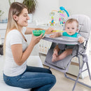 Foldable Baby High Chair with Easy Clean Double-Layer Tray, Adjustable Foot Rest, Safety First 5 Point Harness, Compact Space Saver Baby Feeding Chair Portable for Travel by TinyTreasures Baby Boutique