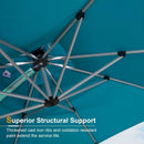 PURPLE LEAF 12 Feet Double Top Round Deluxe Patio Umbrella Offset Hanging Umbrella Outdoor Market Umbrella Garden Umbrella, Turquoise Blue by GreenHaven Gardens