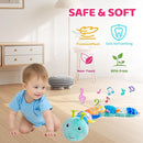Baby Sensory Toys 0-12 Months, Plush Toys with Music and Rattle, Suitable for Newborn Baby Tummy time, can be Used as a Newborn Birthday, Holiday, Baptism Gift (Blue Caterpillar) by TinyTreasures Baby Boutique