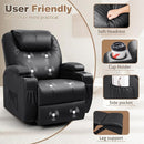 Recliner Chair, 360° Swivel Rocker Chair for Adults, Rocking Recliner Chair with Massage, Comfy Single Sofa with Side Pockets Cup Holders for Living Room, Bedroom, Nursery (Leather, Black) by TinyTreasures Baby Boutique
