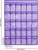 Classroom Pocket Chart for Phone Calculator Holder Over The Door Hanging Closet Jewelry Organizer with 30 Clear Pockets (Purple) by CozyNest Decor