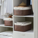 Large Storage Baskets for Shelves, Fabric Baskets for Organizing, Collapsible Storage Bins for Closet, Nursery, Clothes, Home & Office [3-Pack, White&Brown] by TinyTreasures Baby Boutique