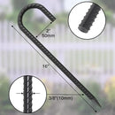 16 Inch Rebar Ground Stakes 24 Pack Heavy Duty J Hook Ground Anchors 3/8 Inch Diameter Steel Rebar Tent Stakes with Chisel Point End for Chain Link Fence, Canopy and Trampoline, Black by CozyNest Decor