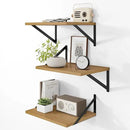 Heimlove Deep Floating Shelves for Wall, 12 Inch Deep Floating Shelves Set of 3, 16W x 12D Wood Wall Shelves, Wide Wood Shelves with Metal Bracket for Living Room, Kitchen, Office, Bedroom - Oak by CozyNest Decor
