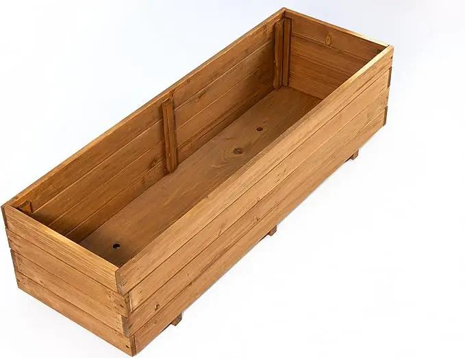 Wooden Raised Garden Bed Planter Box – Fir Wood Outdoor Vegetable, Herb & Flower Box with Drainage Holes – 47.24"x15.75"x12.6", Rot-Resistant, for Patio, Yard, Balcony, photo 2 of 6
