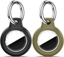 Upgrade Waterproof 2 Pack Airtags Holder with Apple Airtags Keychain, Hard PC Air Tag Case, Anti-Scratch & Shock Air tag Holder, Men's Women's Keyrings & Keychains-Black+Army Green by TinyTreasures Baby Boutique