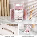 Large Jewelry Box,5-Tier PU Leather Jewelry Organizer with Lock,Multi-functional Storage Case with Mirror,Jewelry Organizer for Bracelets, Earrings, Rings, Necklaces, Mothers Day (CREAM) by TinyTreasures Baby Boutique
