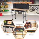 60-Inch Garage Workbench with Wheels, Adjustable Rubber Wood Top Garage Workbench with Pegboard & Drawer & Power Outlet, 2000 lbs Load Capacity, for Workshop, Woodworking, Office by GreenHaven Gardens