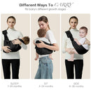 Baby Sling Carrier, Toddler Carrier Sling with Double Safety Buckle and Adjustable Shoulder Strap(7-30lbs), Baby Carriers One Size Fits All, Black by TinyTreasures Baby Boutique