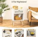 AWASEN White Night Stand, Modern Bedside Table with Glass Storage Drawer and Large Open Shelf, Wood Nightstand Side End Table with Solid Wood Legs for Bedroom, and Small Space, White by CozyNest Decor