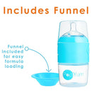 PopYum 9 oz Blue Anti-Colic Formula Making/Mixing/Dispenser Baby Bottles, 2-Pack with
