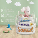 Personalized Baby Basket with Name Custom Cotton Rope Storage Bin for Diaper Caddy, Organizer, Keepsake - Shower Gift by CozyNest Decor