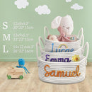 Personalized Baby Basket with Name Custom Cotton Rope Storage Bin for Diaper Caddy, Organizer, Keepsake - Shower Gift by TinyTreasures Baby Boutique