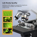 [Blood Version] Vabiooth Dual-View Compound Monocular Microscope 40X-2500X Magnification with 7" LCD Screen 5MP E-Eyepiece, Adjustable Mechanical Stage, Aluminum Carry Box for observing Live Blood by TinyTreasures Baby Boutique