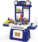 Kitchen Set for Toddler with Sound and Light，Pretend Cooking Food Set,Kids Kitchen Playset，Play Sink with Running Water and Electronic Induction Stove，Kitchen Accessories (Lyons Blue Kitchen) by TinyTreasures Baby Boutique