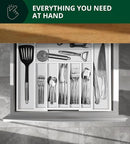 ROYAL CRAFT WOOD Luxury Bamboo Kitchen Drawer Organizer - Silverware Organizer - Utensil Holder and Cutlery Tray with Grooved Drawer Dividers for Flatware and Kitchen Utensils (9 Slot, White) by CozyNest Decor