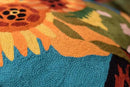 Turquoise Van Gogh Sunflower Pillow Cover Teal Floral Sofa Pillowcase Flower Chair Cushion Accent Throw Flowery Outdoor Pillows Farmhouse Couch Handmade Wool Size 18x18 by CozyNest Decor