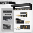 Rebee Vision Key Holder for Wall with Shelf : Decorative Key Organizer with 5 Rustic Keys Hooks and Primitive Wood Mail Organizer Wall Mount - Entryway Décor (Black) by CozyNest Decor