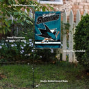 WinCraft San Jose Sharks Garden Flag with Pole Stand Holder by GreenHaven Gardens