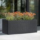LEWIS&WAYNE Large Rectangular Block Planter Box Handmade Wicker Tall Planters for Outdoor Plants with Removable Liners Modern Planter for Indoor Outdoor Patio Deck - Black, 30''x12''x16'' by GreenHaven Gardens