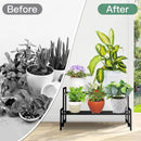 Plant Stand Indoor Outdoor, 2-Tier Wrought Iron Plant Stands, Stackable Metal Plant Shelf Decorative Outdoor Flower Stand Heavy Duty Pedestal Stands for Garden Deck Living Room, Black by GreenHaven Gardens