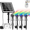CLY 4-in-1 Solar Spot Lights Outdoor Color Changing, Solar Landscape Spotlights RGB Lighting IP66 Waterproof 45.93ft Cable Auto ON/Off Adjustable Garden Spotlight for Yard, Garden, Pool, Lawn, Statue by GreenHaven Gardens